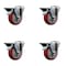 Service Caster 4'' Red Poly Wheel Swivel Bolt Hole Caster Set with Posi Lock Brakes, 4PK SCC-BH20S414-PPUB-RED-PLB-4 - alternate 1